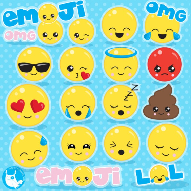 Emoji clipart commercial use, clipart vector graphics, emoji party digital clip art, smiley digital images CL1062 image 1