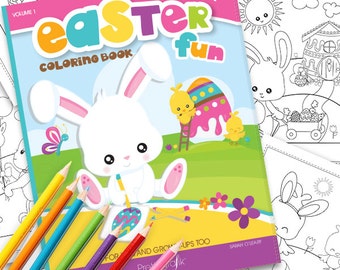 Easter Coloring book, Printable colouring book, easter colouring pages, easter coloring book, instant download PDF - CB100