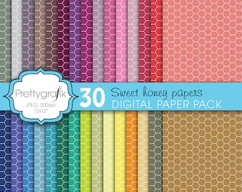 honeycomb hexagonal digital paper, commercial use, scrapbook patterns, background - PS600