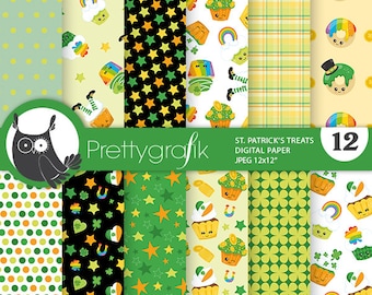 St-Patrick's Day Treats digital patterns, commercial use, scrapbook papers, background - PS1063