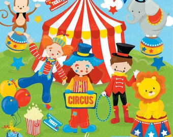 Circus clipart commercial use, Fun clowns vector graphics, digital clip art, digital images - CL683