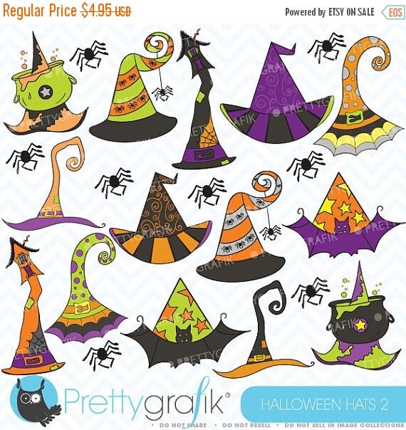 80% OFF SALE Halloween hats clipart commercial use vector