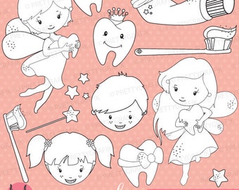 Tooth fairy stamp commercial use, vector graphics, digital stamp, digital images - DS625