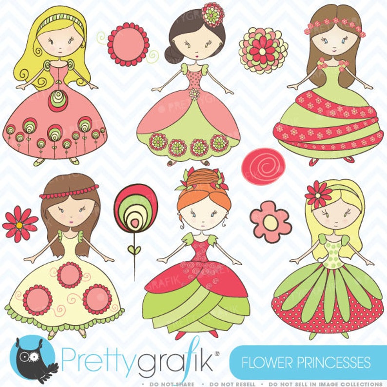 royal princesses clipart commercial use, vector graphics, digital clip art, digital images CL367 image 1