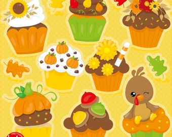 Thanksgiving Cupcake, clipart, clipart commercial use,  vector graphics,  clip art, digital images - CL1673