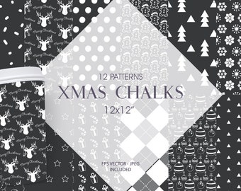 Christmas Chalk  papers, commercial use, scrapbook papers, background - PS1368