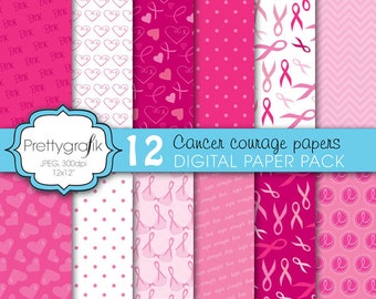 BUY 20 GET 10 OFF - cancer ribbon digital paper, commercial use, scrapbook papers, background - PS608