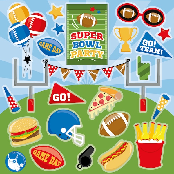 Super Bowl Party, clipart, clipart commercial use,  vector graphics,  clip art, digital images - CL1523