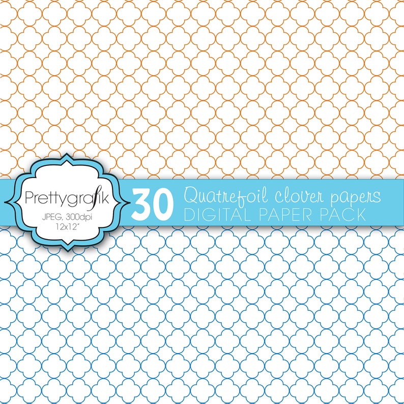 Quatrefoil clover digital paper, commercial use, scrapbook patterns, background PS570 image 2