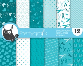 cancer ribbon digital paper, commercial use, scrapbook patterns, background - PS658