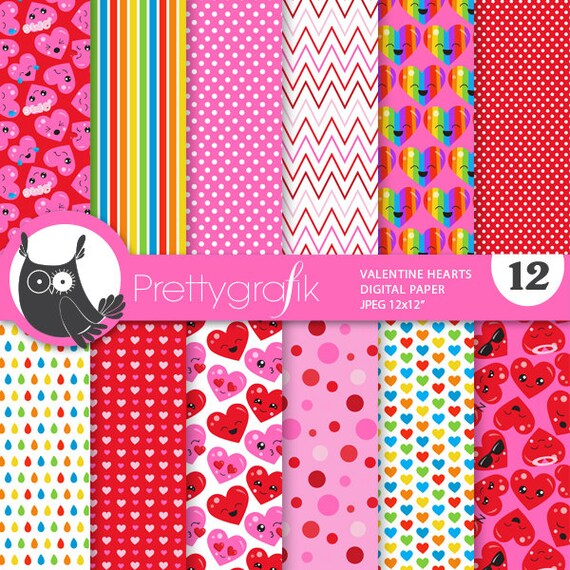 BUY 20 GET 10 OFF - Valentine hearts digital paper, commercial use, valentine scrapbook papers, background papers - PS977 Il_570xn