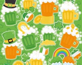 St Patrick's Day Beer Mugs, clipart, clipart commercial use,  vector graphics,  clip art, digital images - CL1711