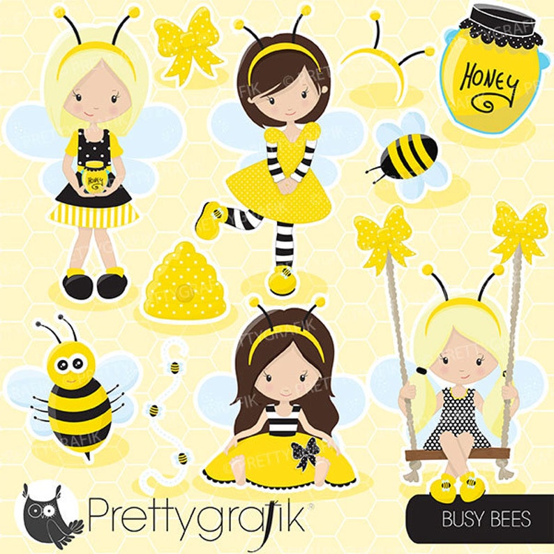 BUY 20 GET 10 OFF Busy bee girl clipart for scrapbooking image 0.