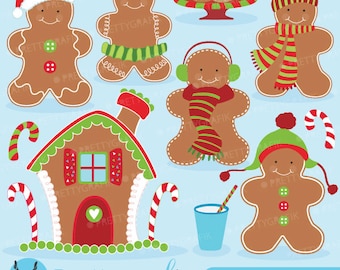 Gingerbread man clipart commercieel gebruik, vectorafbeeldingen, digitale illustraties, digitale beelden - CL596