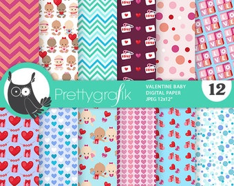 Valentine Baby,  patterns, commercial use, scrapbook papers, background - PS1264