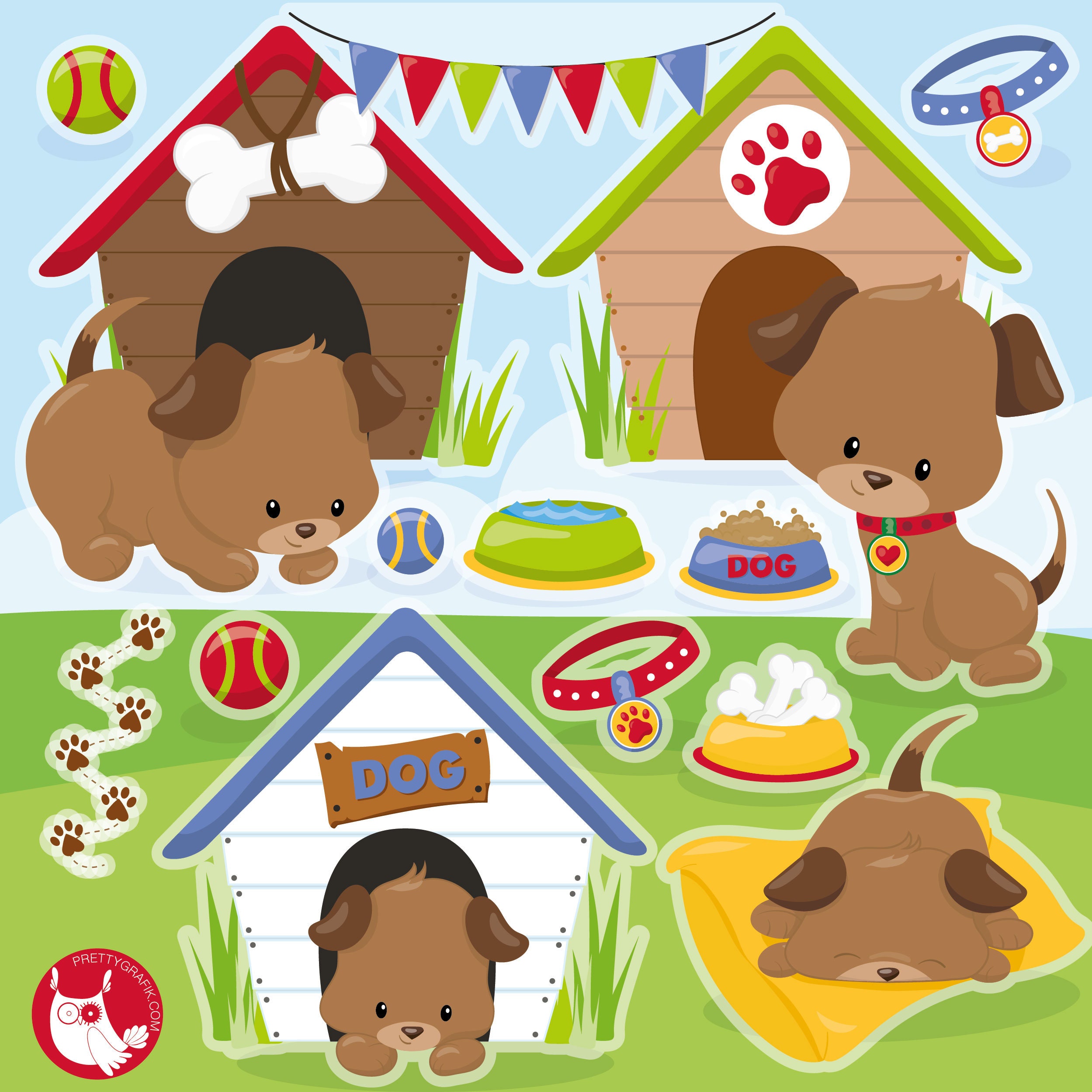 Dog House Clipart Clipart Commercial Use Vector Graphics - Etsy Ireland