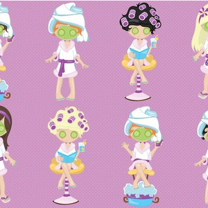 Spa Girls Clipart for Party Printables, Png, Graphics, Printable ...