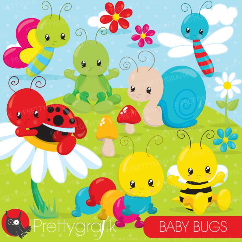 Baby Bug clipart commercial use, bugs vector graphics, bee, ladybug digital clip art, digital images CL839 image 1