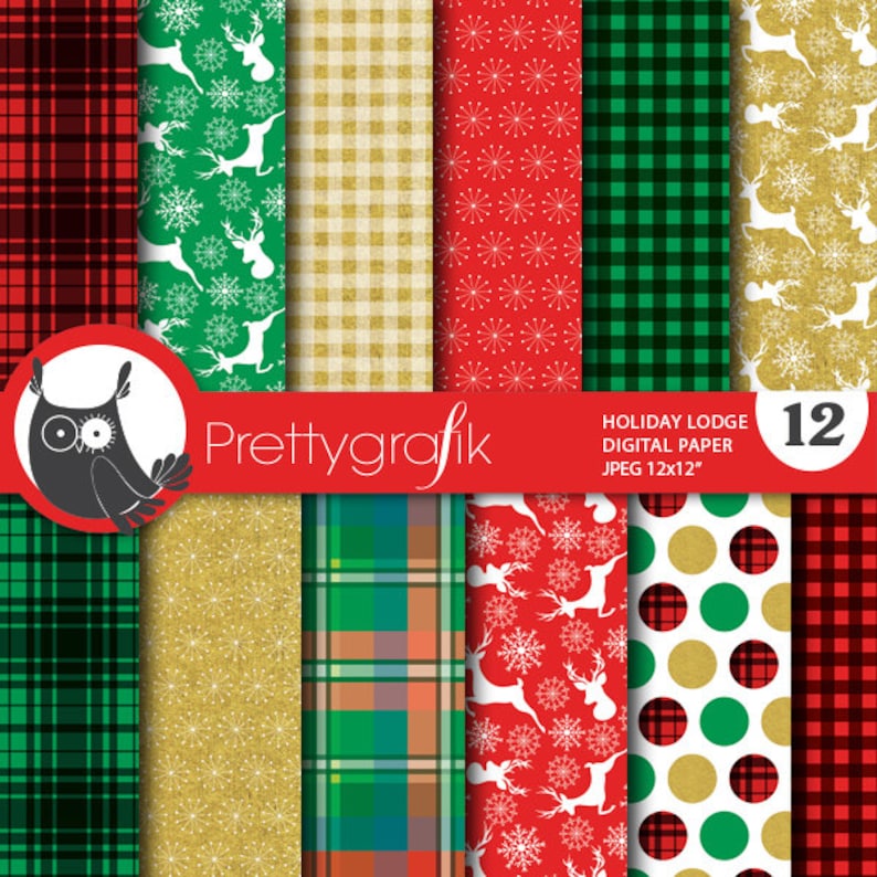 Christmas lodge digital paper, commercial use, scrapbook patterns, background chevron, holiday PS765 image 1