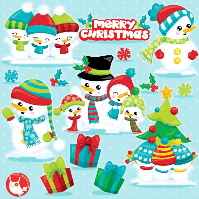 Snowman clipart commercial use, snowman vector graphics, Christmas snowman digital clip art, digital images CL1042 image 1