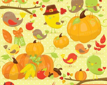 Fall birds clipart commercial use, fall season vector graphics, digital clip art, digital images - CL726