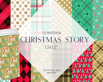 Christmas Story,  papers, commercial use, scrapbook papers, background - PS1362