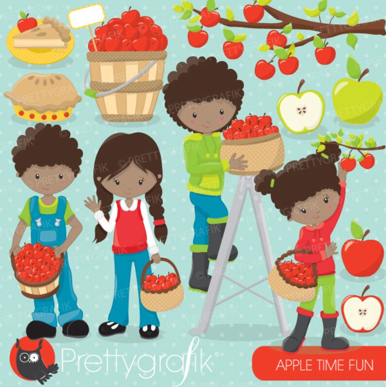 Buy20get10 Apple Picking Kids Clipart Commercial Use Vector Etsy