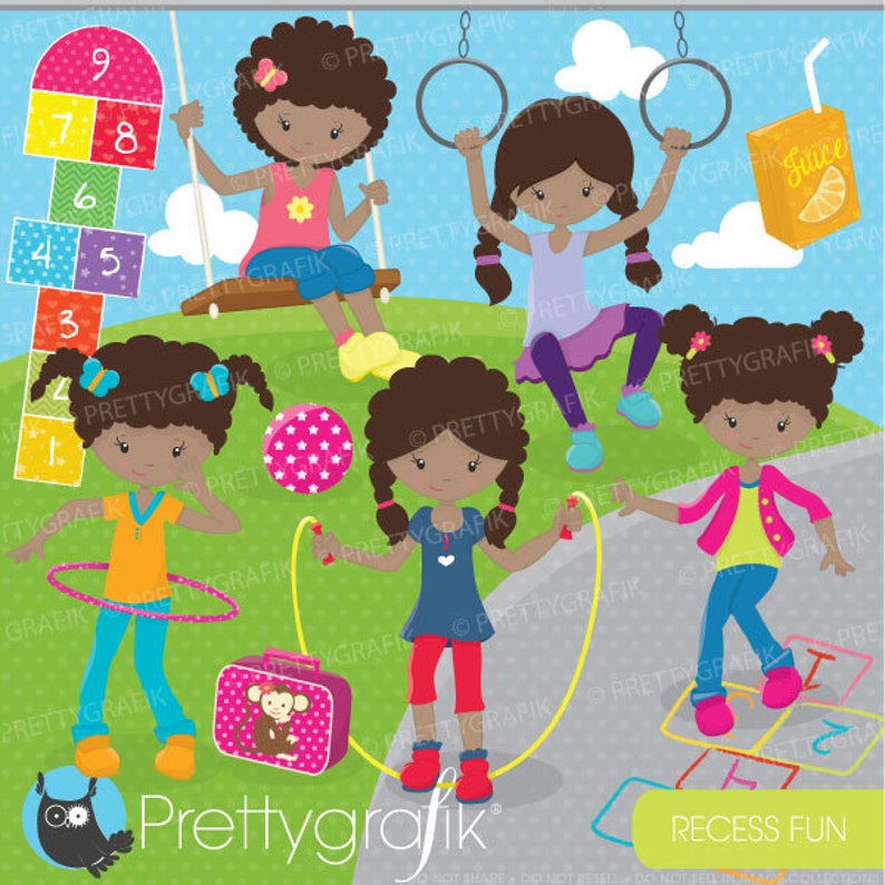 Recess kids clipart commercial use, vector graphics, digital clip art, digital images CL677 image 1