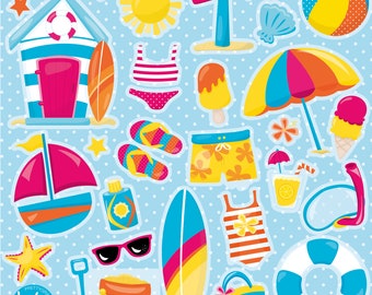 Beach Stuff, clipart, clipart commercial use,  vector graphics,  clip art, digital images - CL1362