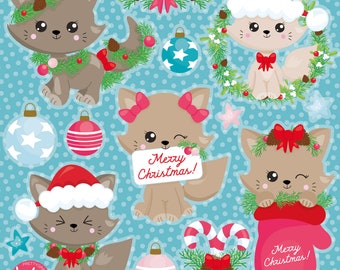 Christmas Cat, clipart, clipart commercial use,  vector graphics,  clip art, digital images - CL1632