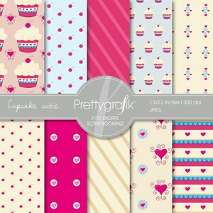 Cupcake digital paper, commercial use, scrapbook patterns, background  - PS502