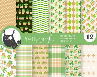 House Plants,  patterns, commercial use, scrapbook papers, background - PS1269