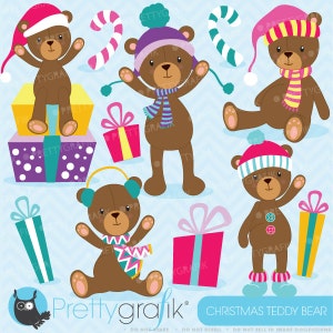 Christmas Teddy bear clipart commercial use, vector graphics, digital clip art, digital images  - CL609