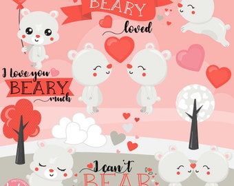 Valentine Bears clipart commercial use, vector graphics, digital clip art, digital images  - CL1210