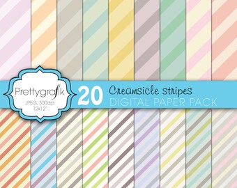 pastel stripes digital paper, commercial use, scrapbook patterns, background - PS611