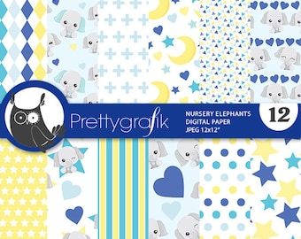 Baby Elephant digital patterns, scrapbook papers commercial use, witch scrapbook papers, background  - PS1016