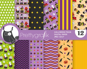 Halloween Train,  patterns, commercial use, scrapbook papers, background - PS1244