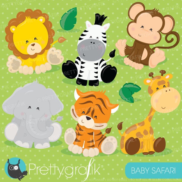 Baby Safari Animals clipart commercial use, Jungle animals vector graphics, digital clip art, digital images - CL711