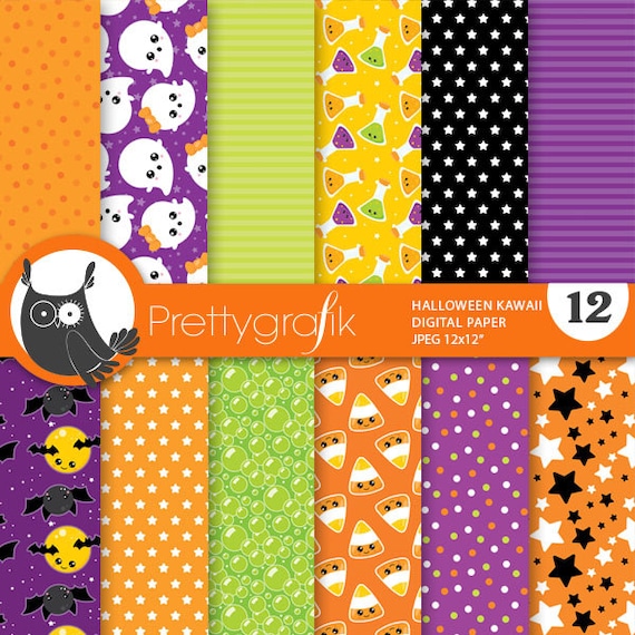 BUY 20 GET 10 OFF - Halloween digital papers, kawaii, scrapbook papers commercial use, witch scrapbook papers, background - PS817 Il_570xn