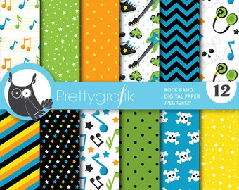 Rock star digital patterns, commercial use, scrapbook papers, background, - PS697
