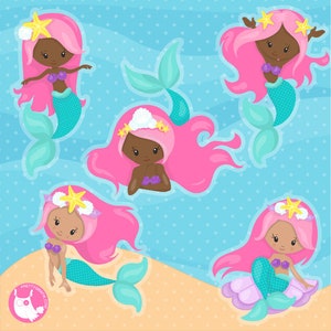 Mermaid squad clipart commercial use, vector graphics, digital clip art, digital images CL1176 image 2