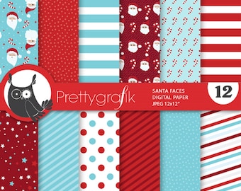 Christmas Santa Claus digital paper, commercial use, scrapbook patterns, background  - PS1049