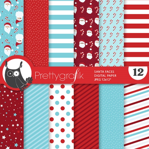Christmas Santa Claus digital paper, commercial use, scrapbook papers, background - PS1049 Il_570xn