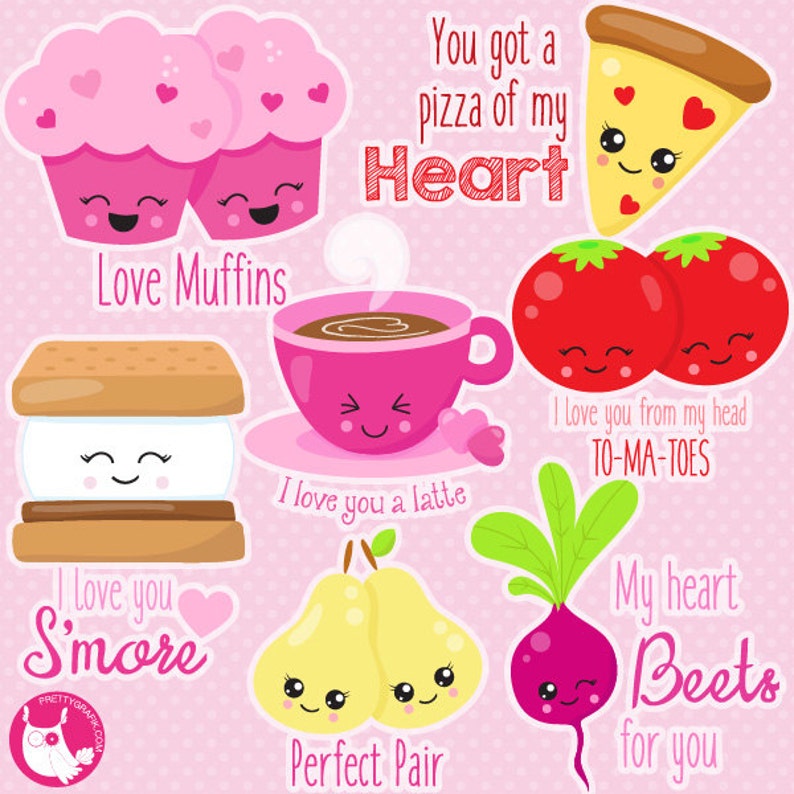 Valentine pairs clipart commercial use, vector graphics, valentine puns digital clip art, digital images CL1058 image 1