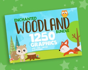 Enchanted woodland graphic set, animal clipart commercial use, woodland clipart, animals vector graphics, digital images