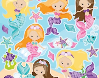 Mermaid Wannabes, clipart, clipart commercial use,  vector graphics,  clip art, digital images - CL1365