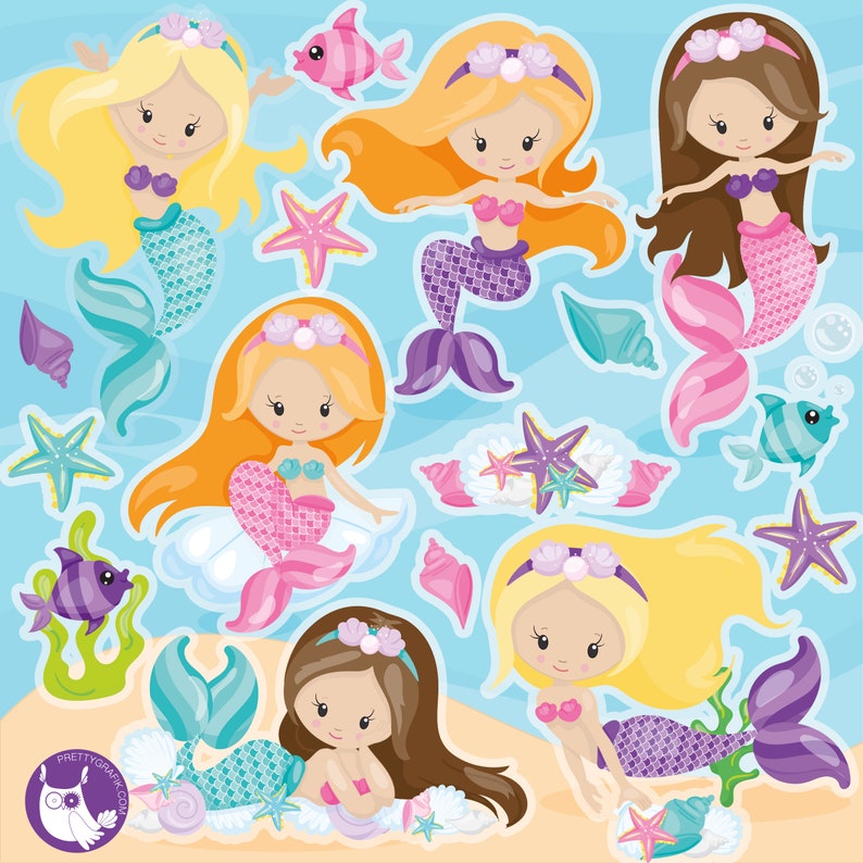 Mermaid Wannabes, clipart, clipart commercial use, vector graphics, clip art, digital images CL1365 image 1