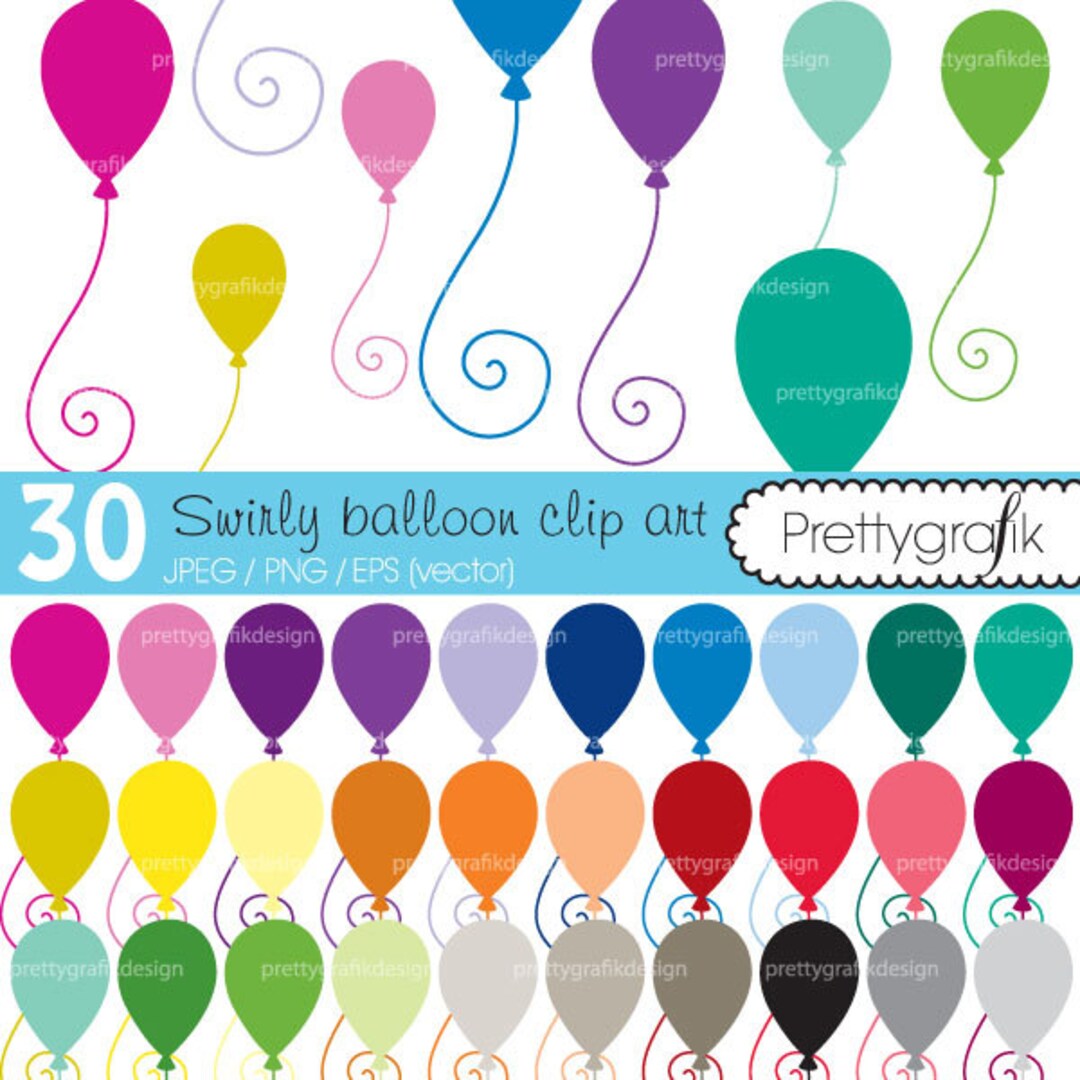 30 Balloons Clipart Commercial Use, Vector Graphics, Digital Clip