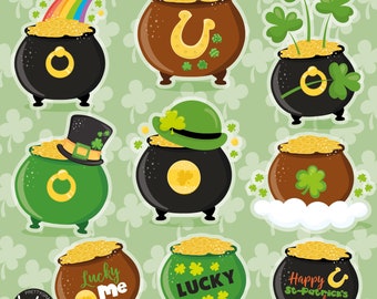 St Patrick's Day Cauldron, clipart, clipart commercial use,  vector graphics,  clip art, digital images - CL1725