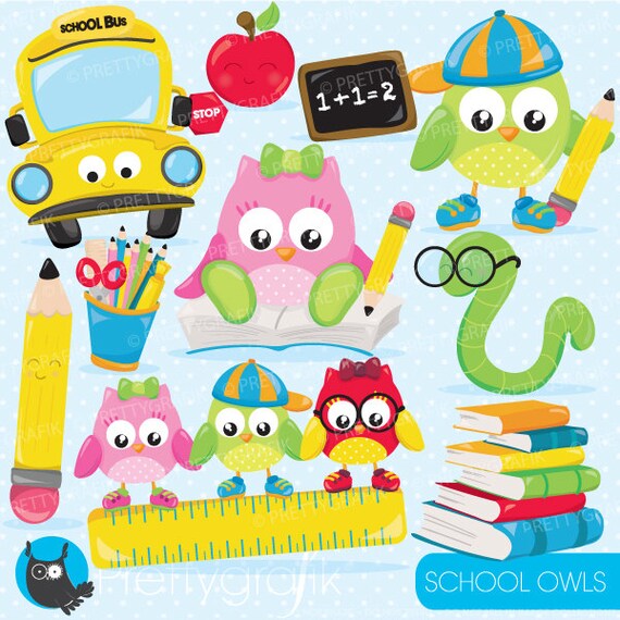 BUY 20 GET 10 OFF School owls clipart, clipart commercial use, vector graphics, digital clip art, digital images - CL898 Il_570xn